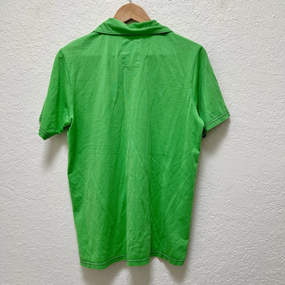 Quiksilver Mens Polo Shirt Green Short Sleeve Casual Pocket Top Y2K Preppy - Picture 4 of 4